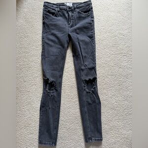 Free People Charcoal Distressed Skinny Jeans